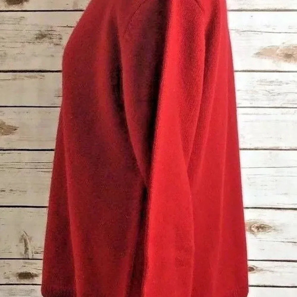 CHARTER CLUB Women Long Sleeve Lambswool Pullover V-Neck Red Sweater Size Medium - Picture 9 of 12